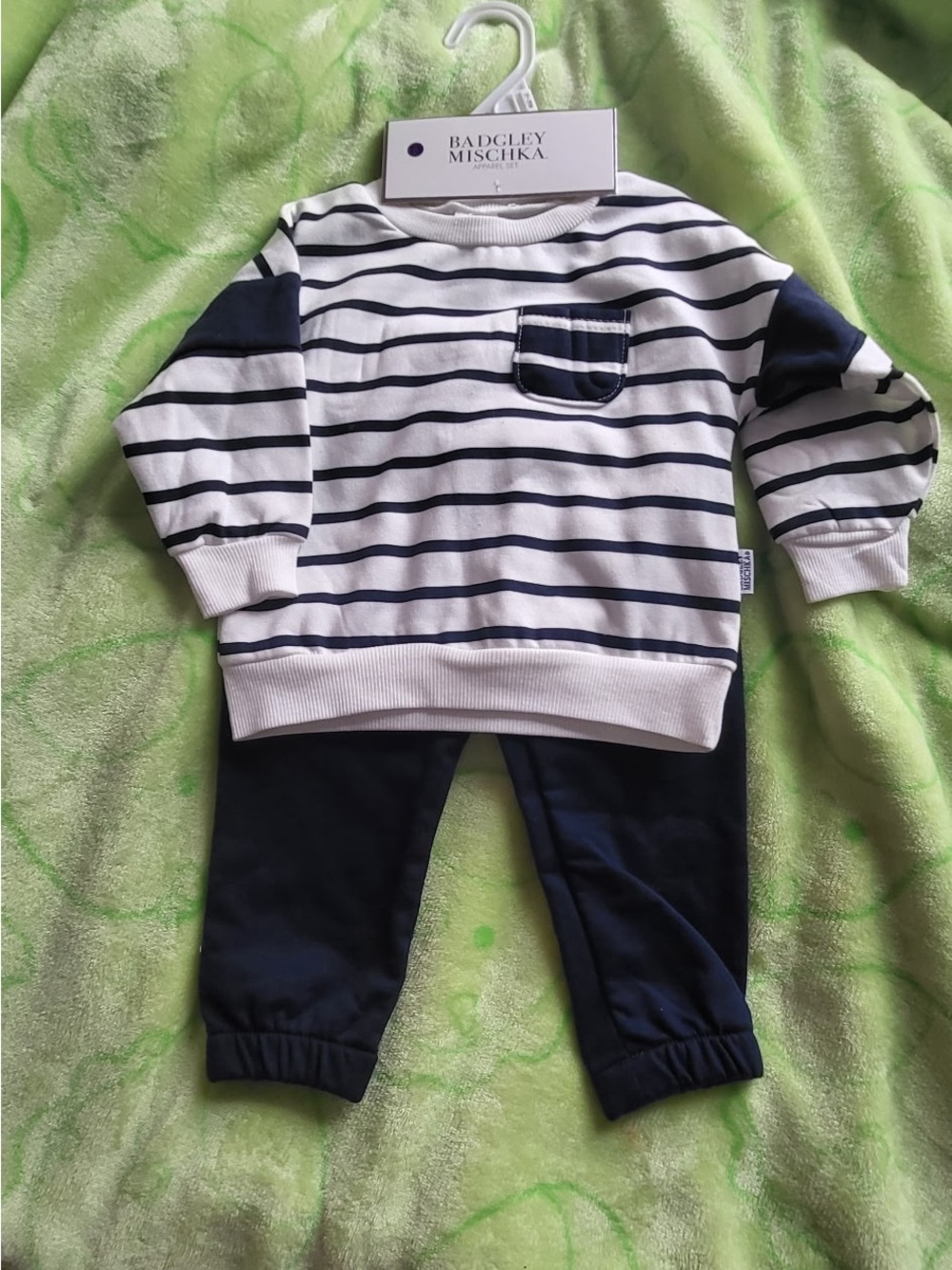 Badgley Mischka Navy and White Striped Kids Pajama Set
